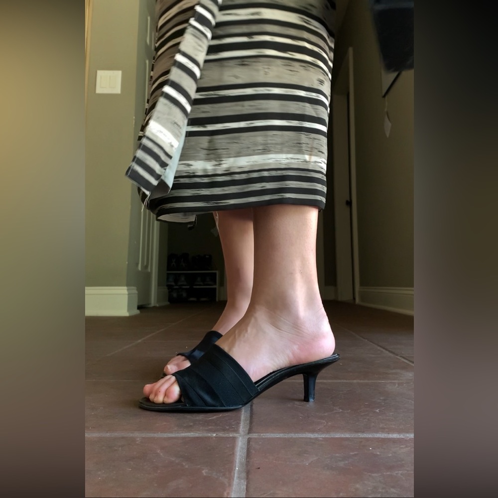 Vintage y2k Pesaro black strap kitten heel mule sandal